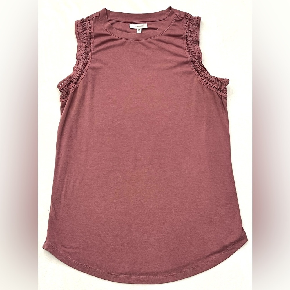 Maurices Dusty Rose Tank Top Women’s Sleeveless Top with Ruffle Trim Size XS